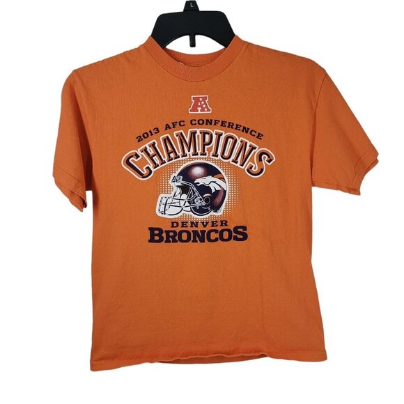 Broncos 2013 AFC‎ Conference Champions Short Sleeve Tshirt Size Large Orange - Picture 1 of 6